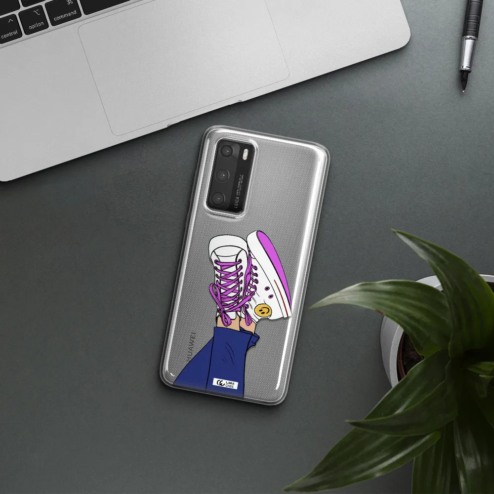 a cartoon of a person's feet with purple shoes Huawei P40 Clear TPU Case