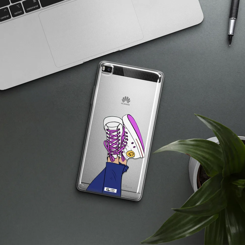 a cartoon of a person's feet with purple shoes Huawei P8 Clear TPU Case