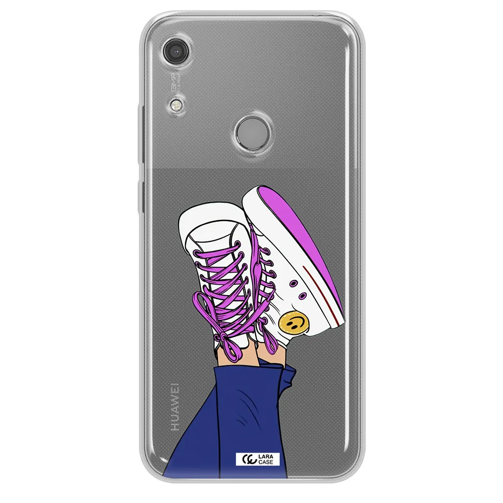 a cartoon of a person's feet with purple shoes Huawei Y6S Clear TPU Case