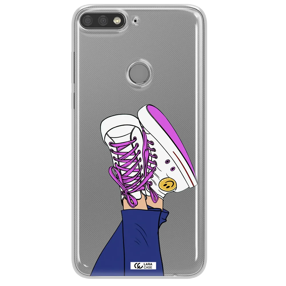 a cartoon of a person's feet with purple shoes Huawei Y7 Prime 2018 Clear TPU Case