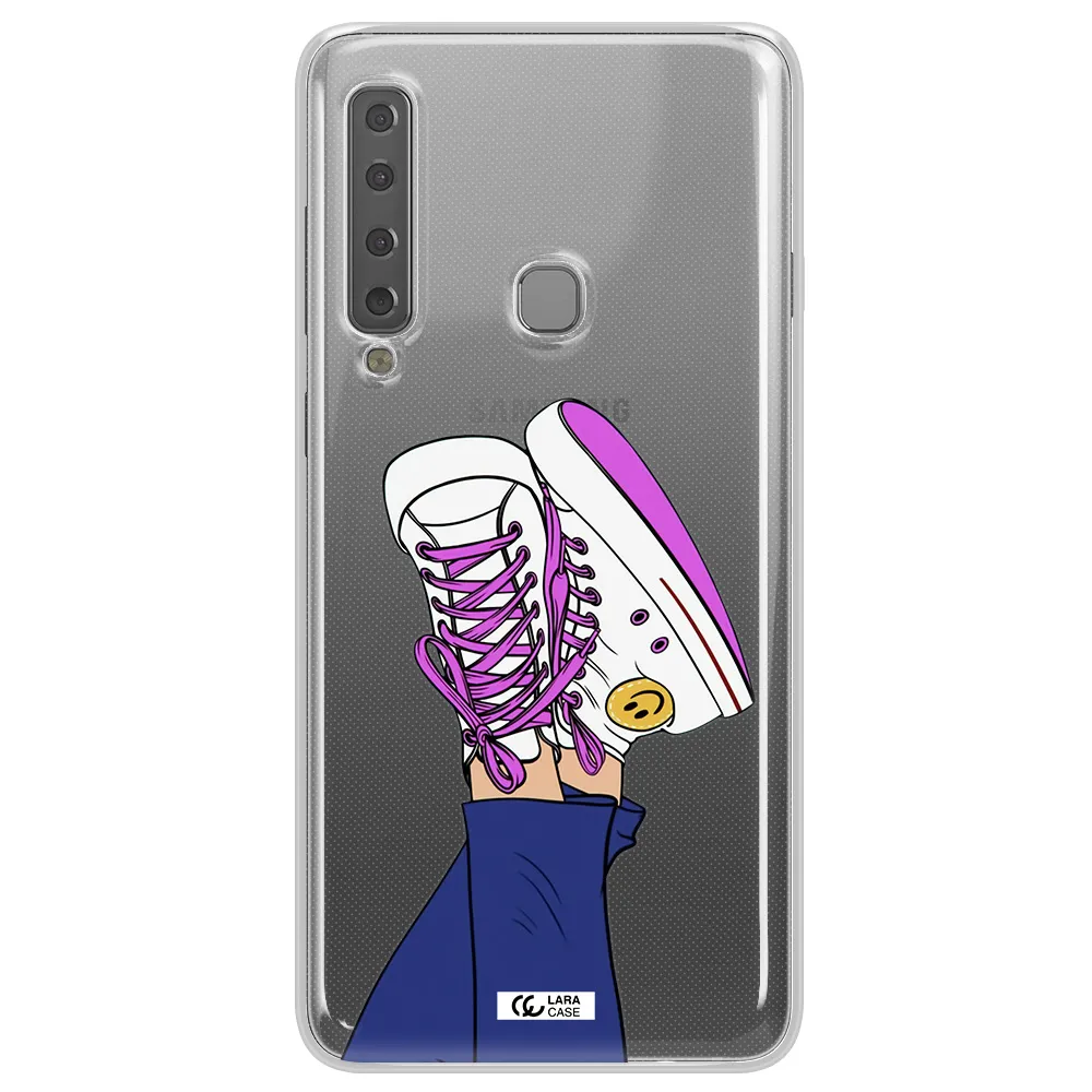 a cartoon of a person's feet with purple shoes Samsung A9 2018 Clear TPU Case