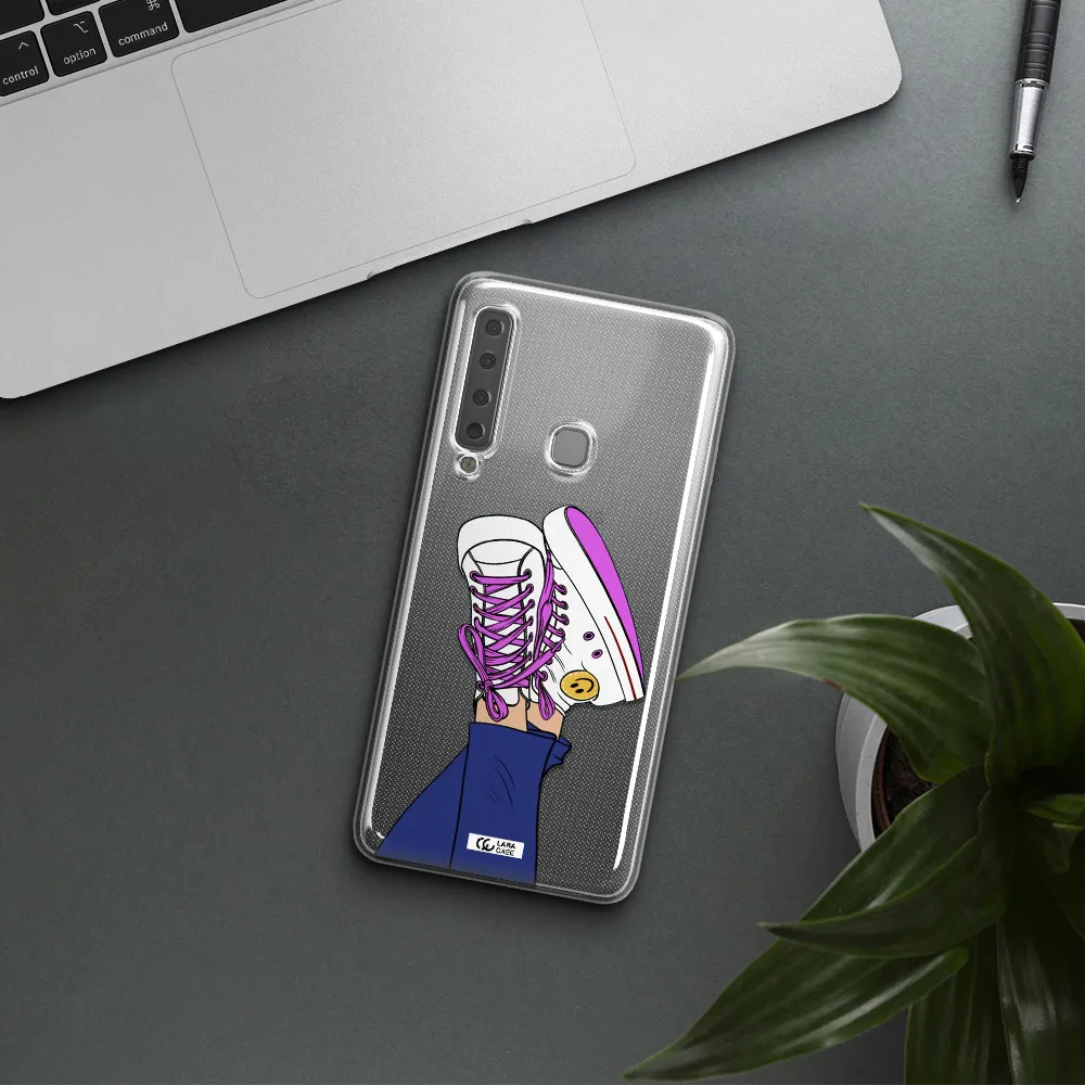 a cartoon of a person's feet with purple shoes Samsung A9 2018 Clear TPU Case
