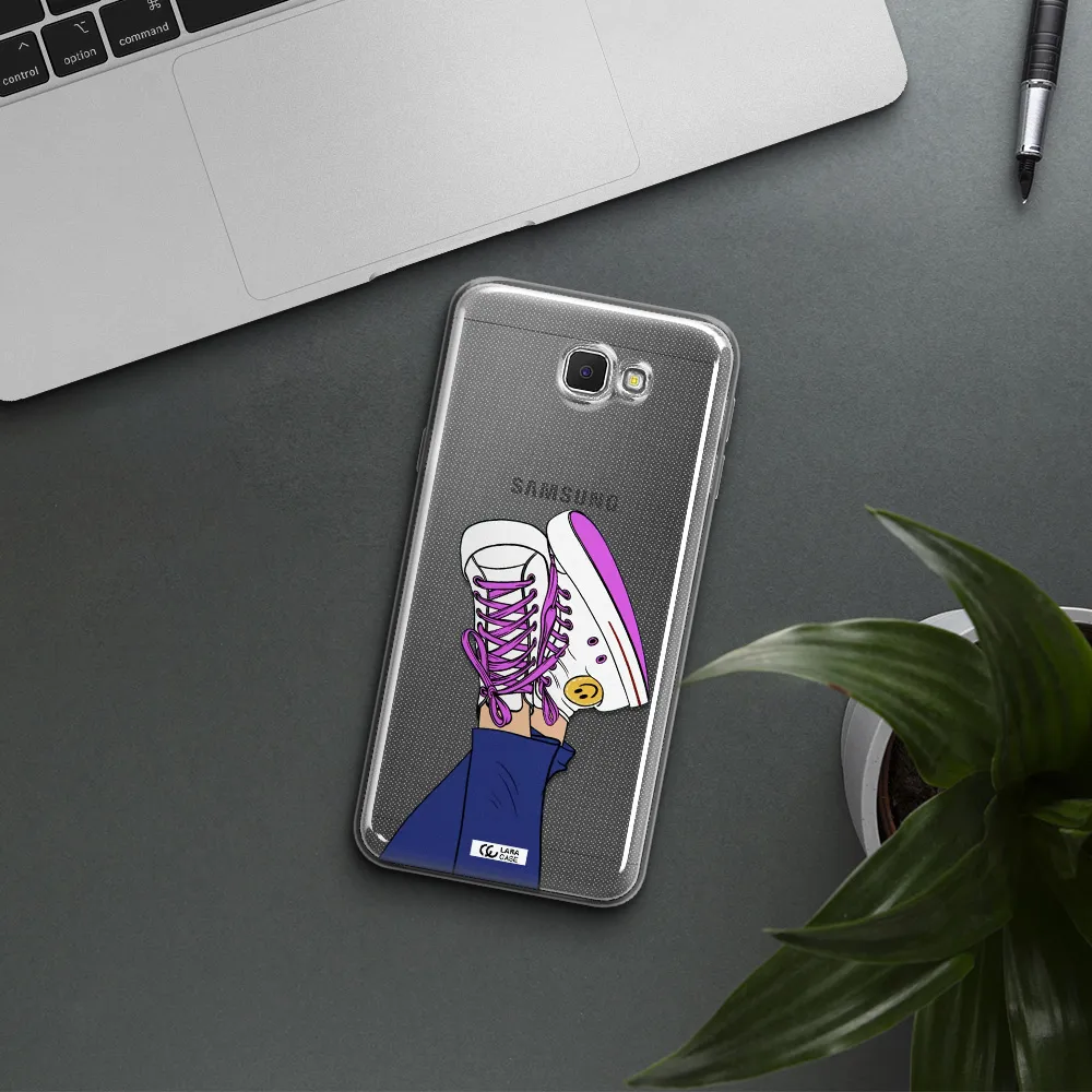 a cartoon of a person's feet with purple shoes Samsung J5 Prime Clear TPU Case