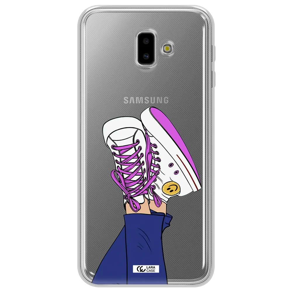 a cartoon of a person's feet with purple shoes Samsung J6 Plus Clear TPU Case