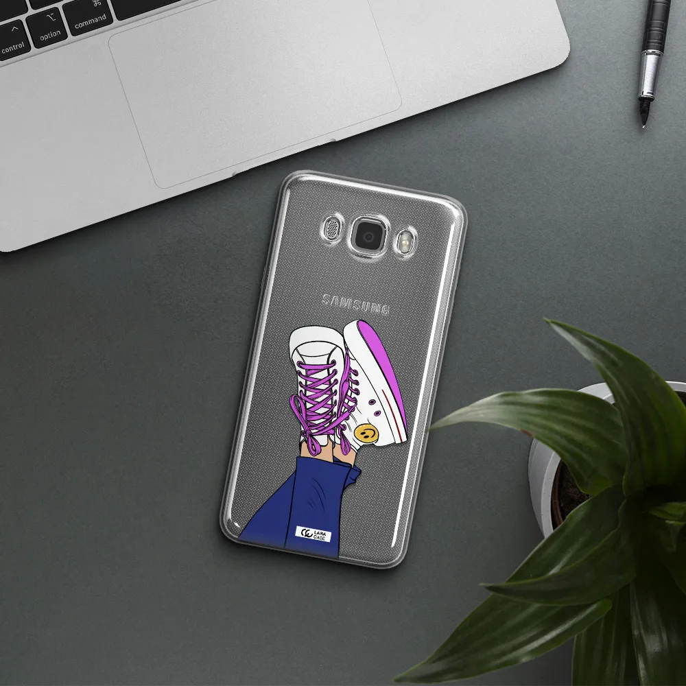 a cartoon of a person's feet with purple shoes Samsung J7 2016 Clear TPU Case