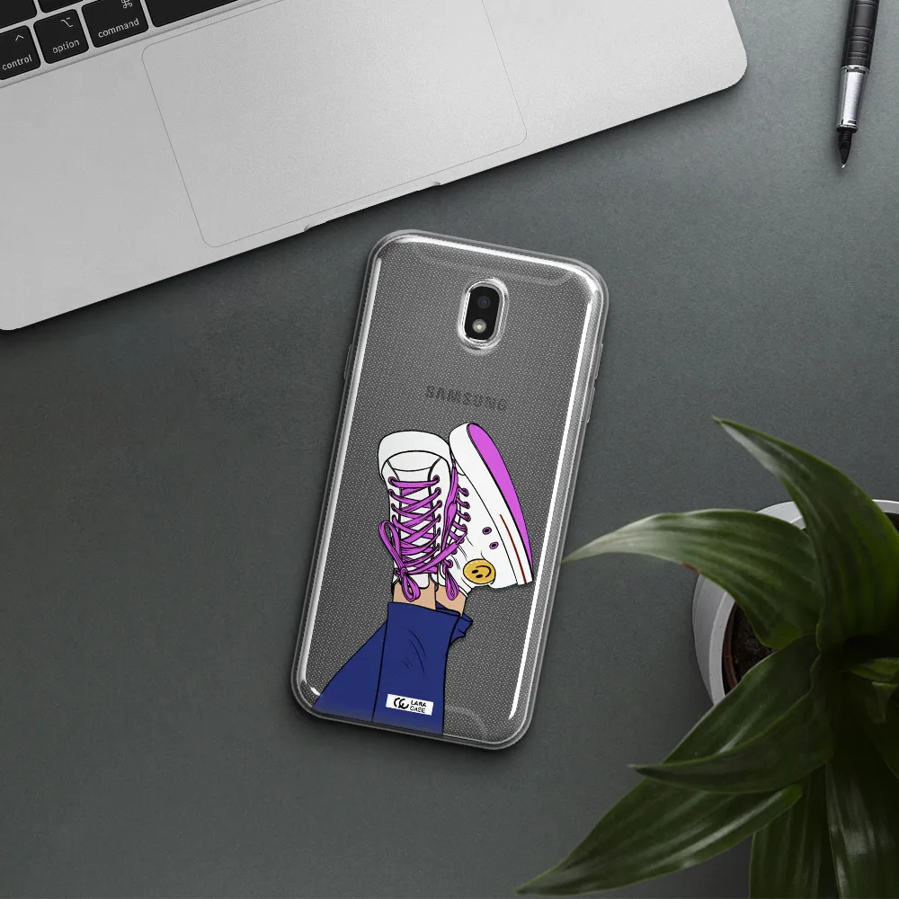 a cartoon of a person's feet with purple shoes Samsung J7 Pro Clear TPU Case
