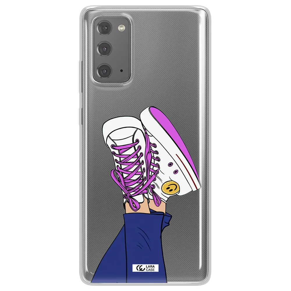a cartoon of a person's feet with purple shoes Samsung Note 20 Clear TPU Case