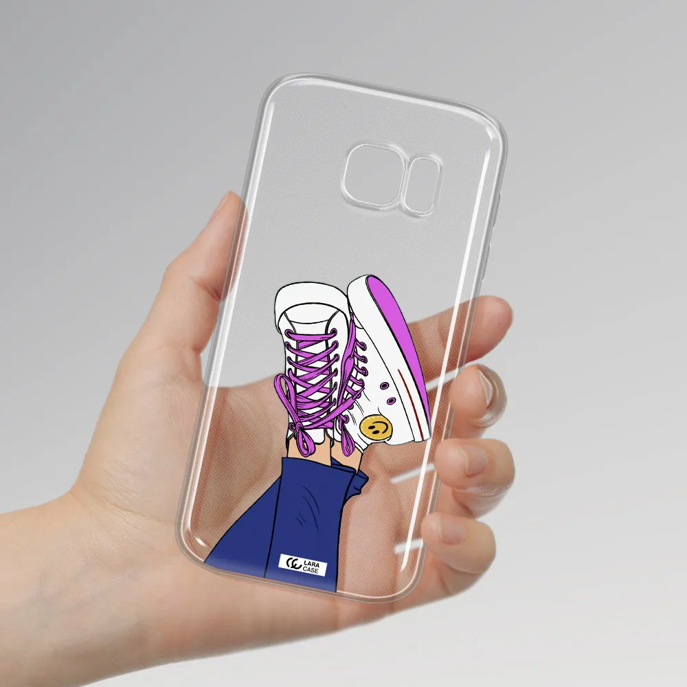 a cartoon of a person's feet with purple shoes Samsung S 7 Clear TPU Case