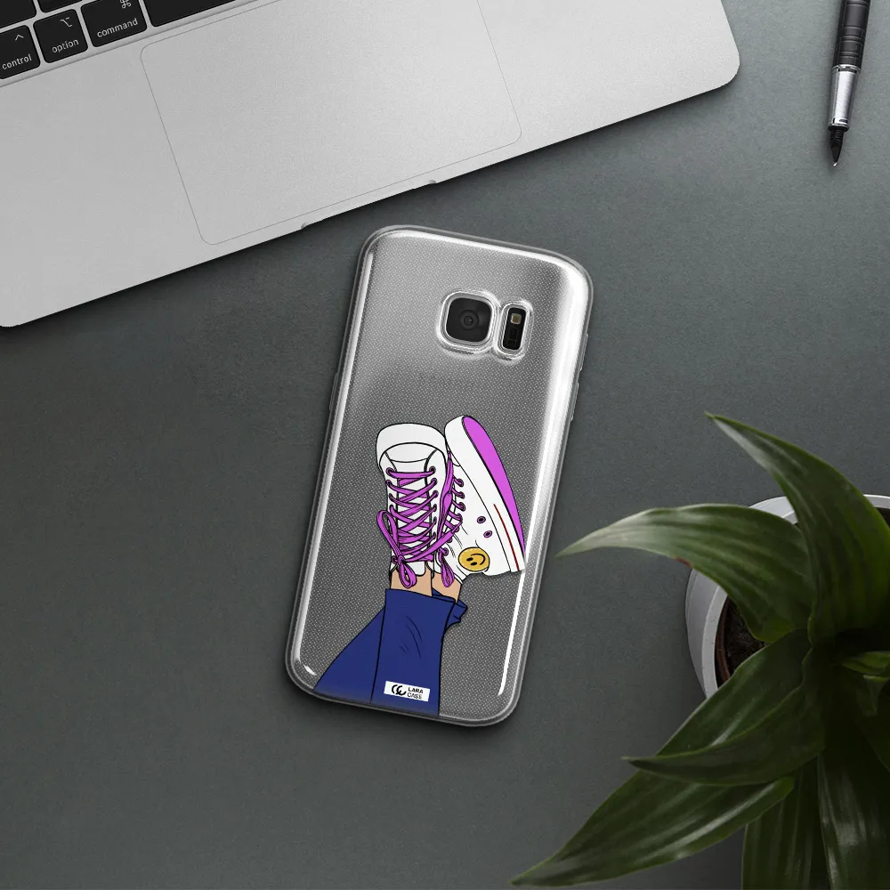 a cartoon of a person's feet with purple shoes Samsung S 7 Clear TPU Case