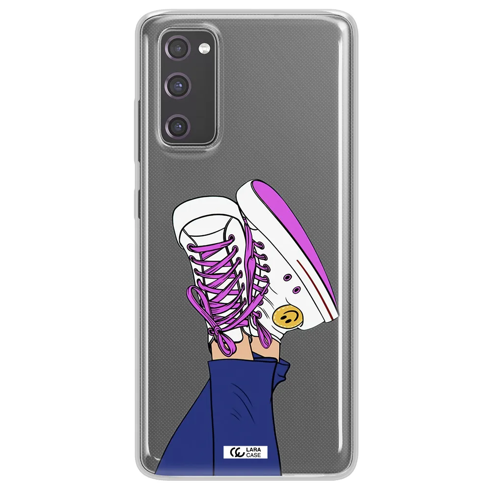 a cartoon of a person's feet with purple shoes Samsung S20 Fe Clear TPU Case