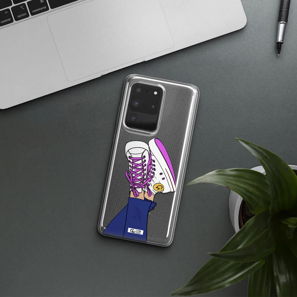 a cartoon of a person's feet with purple shoes Samsung S20 Ultra Clear TPU Case