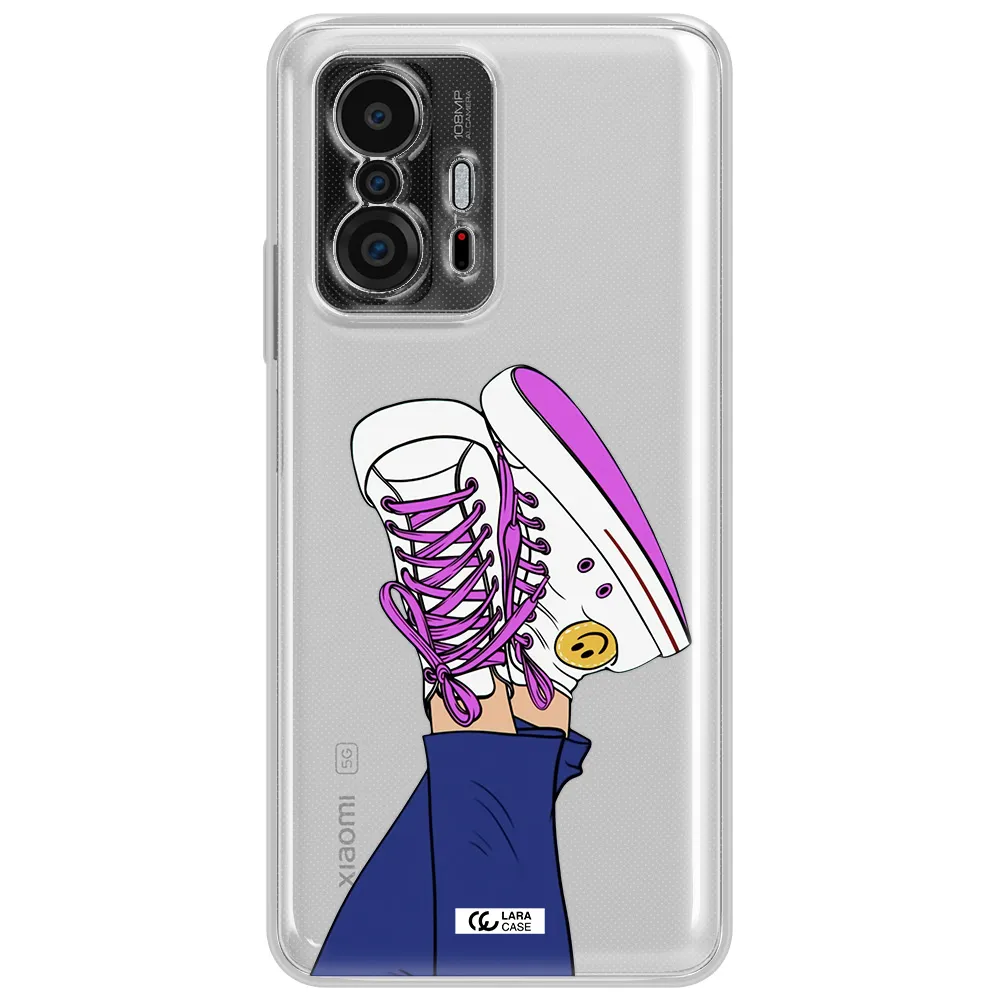 A Cartoon Of A Person's Feet With Purple Shoes Xiaomi 11T Clear Tpu Case