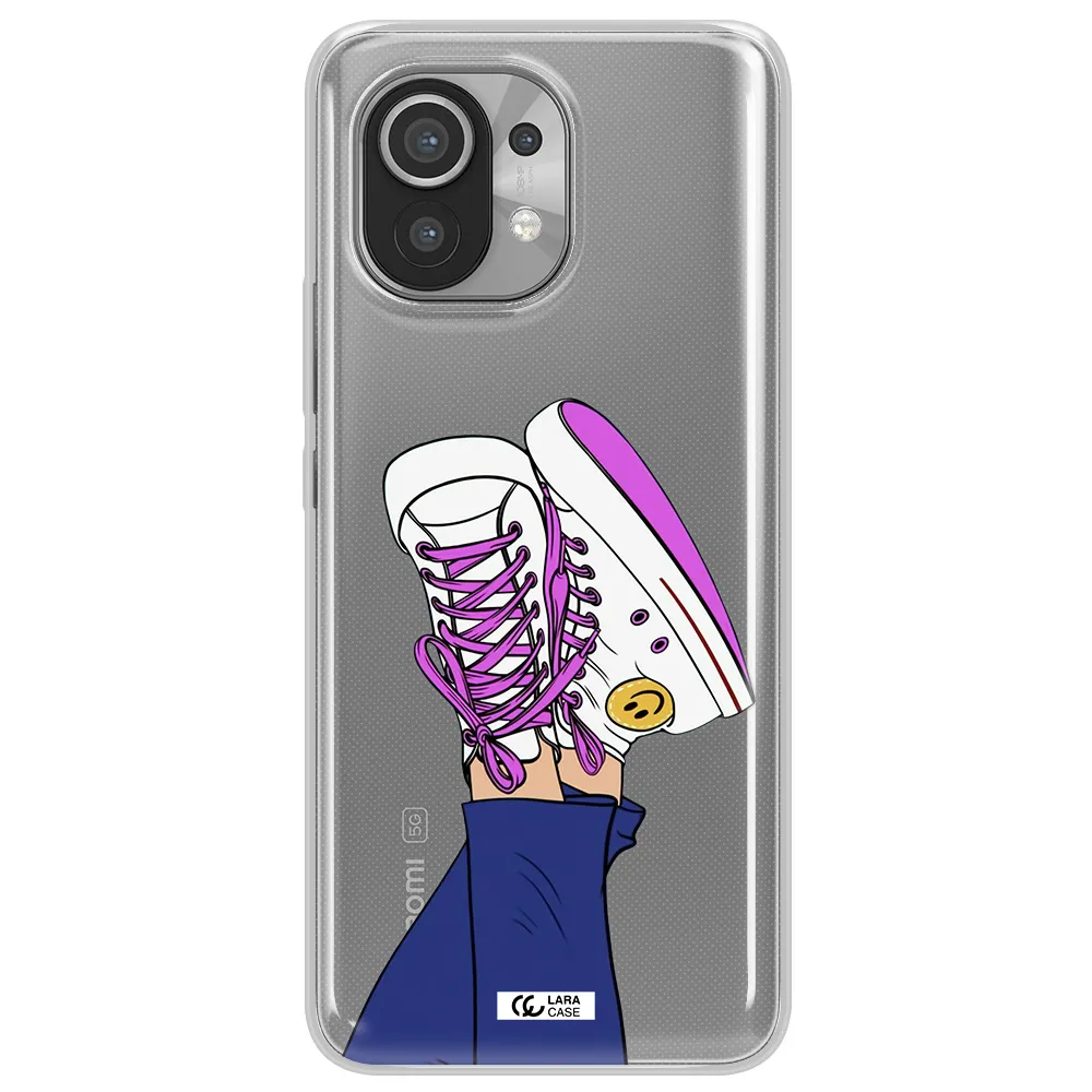 a cartoon of a person's feet with purple shoes Xiaomi Mi 11 Clear TPU Case