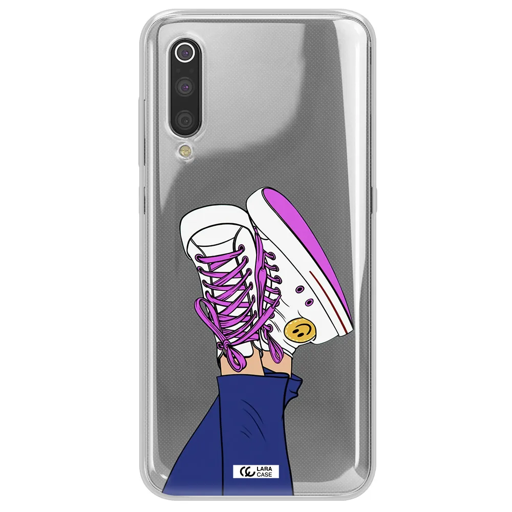 a cartoon of a person's feet with purple shoes Xiaomi Mi 9 Clear TPU Case