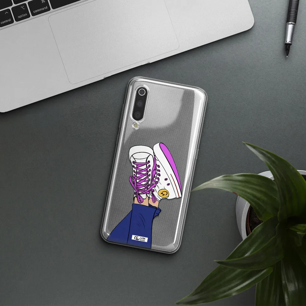 a cartoon of a person's feet with purple shoes Xiaomi Mi 9 Clear TPU Case