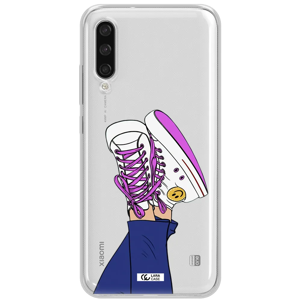 A Cartoon Of A Person's Feet With Purple Shoes Xiaomi Mi A3 Clear Tpu Case