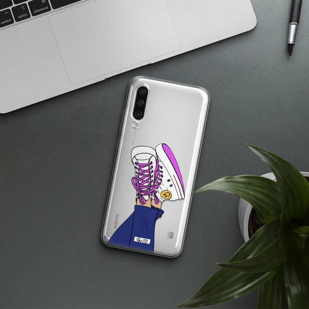 A Cartoon Of A Person's Feet With Purple Shoes Xiaomi Mi A3 Clear Tpu Case