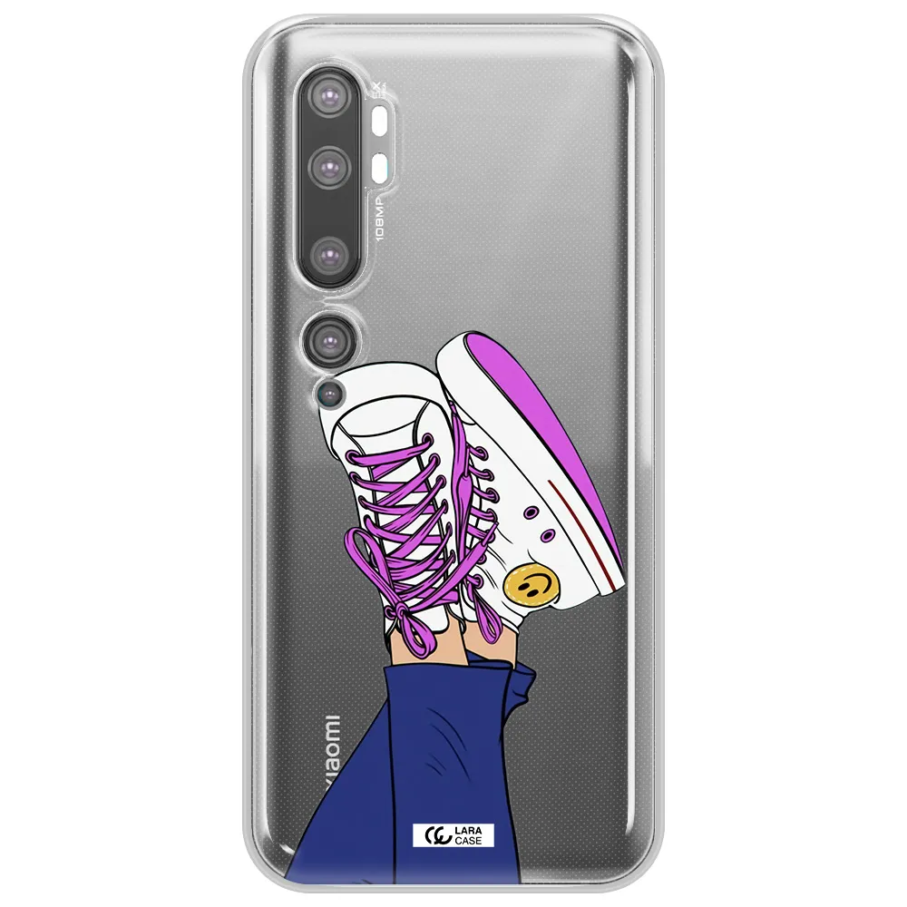 a cartoon of a person's feet with purple shoes Xiaomi Mi Note 10 Clear TPU Case