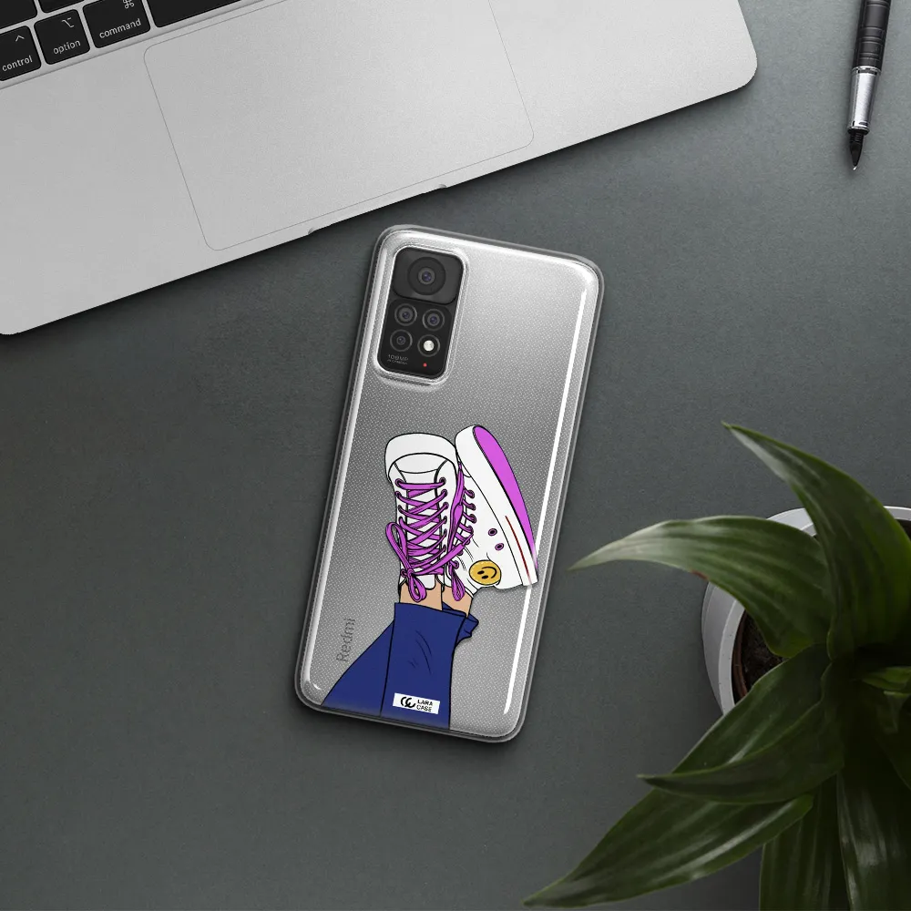 a cartoon of a person's feet with purple shoes Xiaomi Note 11 Pro Clear TPU Case