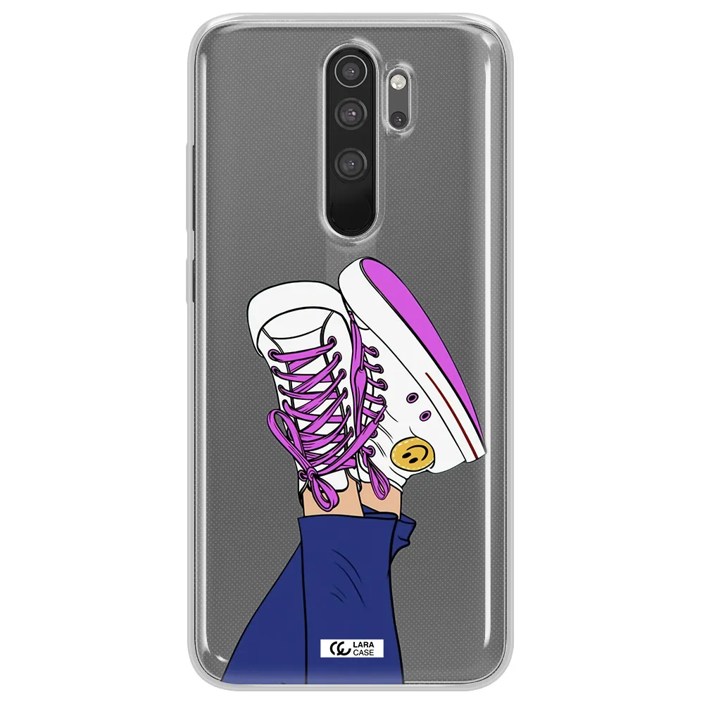 a cartoon of a person's feet with purple shoes Xiaomi Note 8 Pro Clear TPU Case