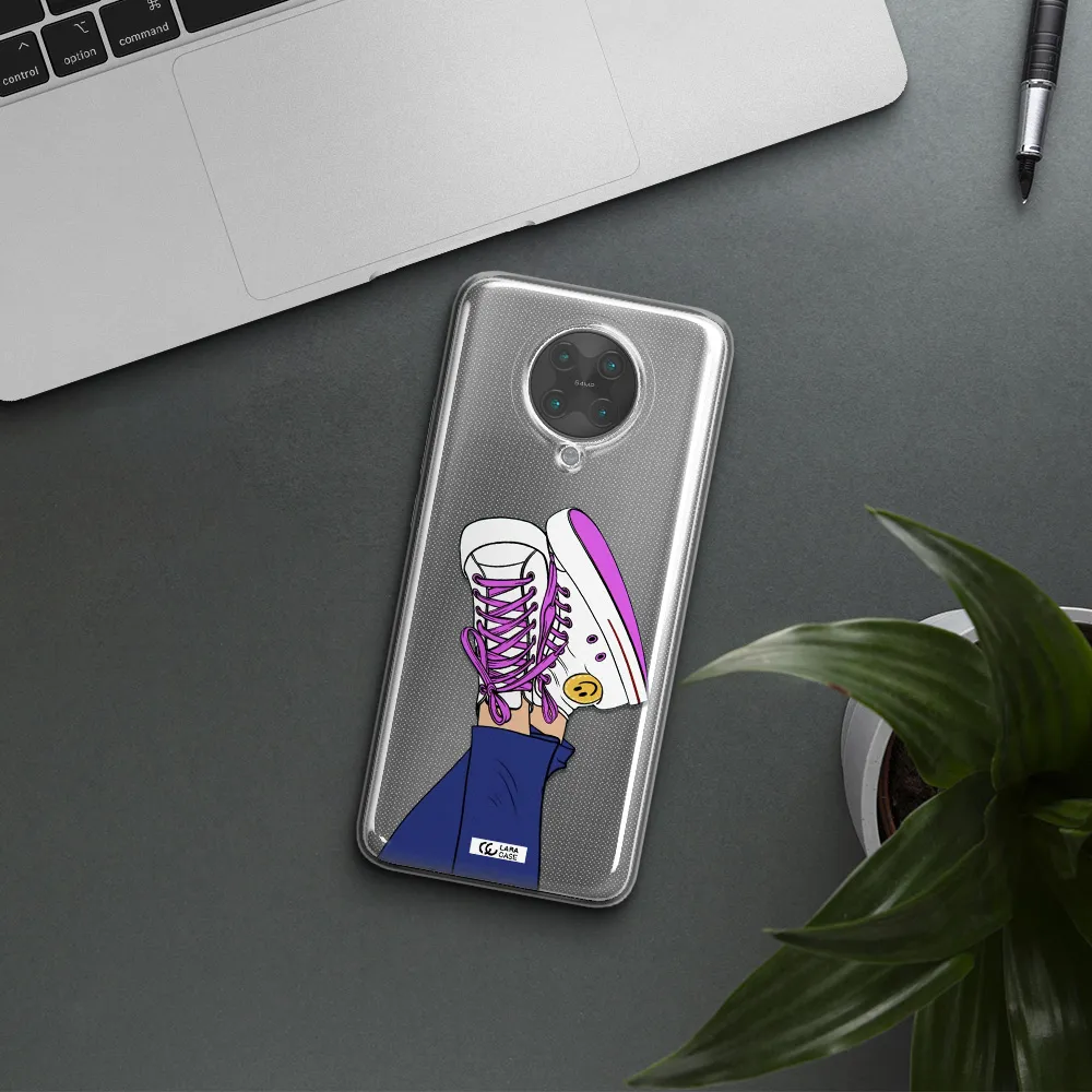a cartoon of a person's feet with purple shoes Xiaomi Poco F2 Pro Clear TPU Case
