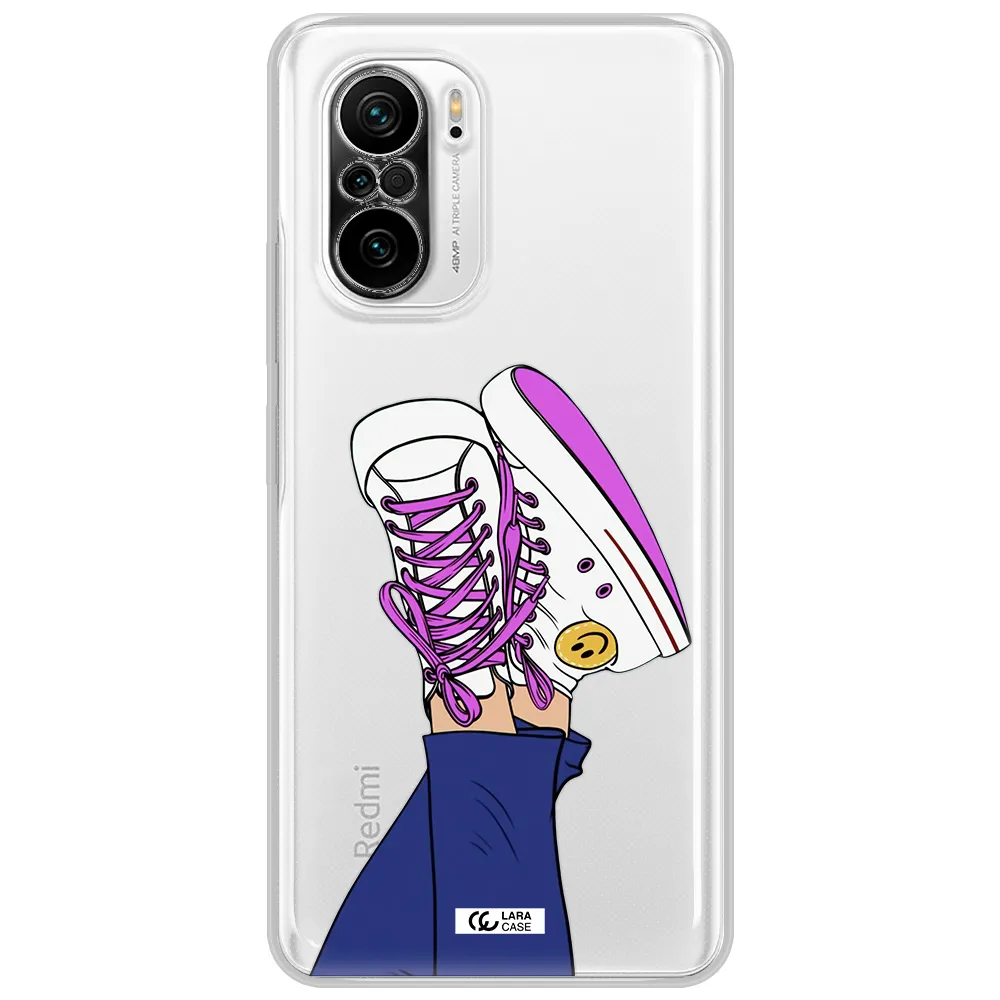 A Cartoon Of A Person's Feet With Purple Shoes Xiaomi Poco F3 Clear Tpu Case