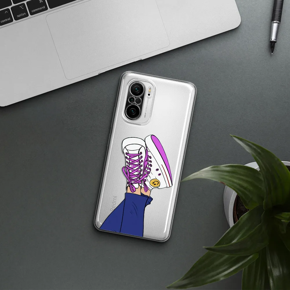 A Cartoon Of A Person's Feet With Purple Shoes Xiaomi Poco F3 Clear Tpu Case