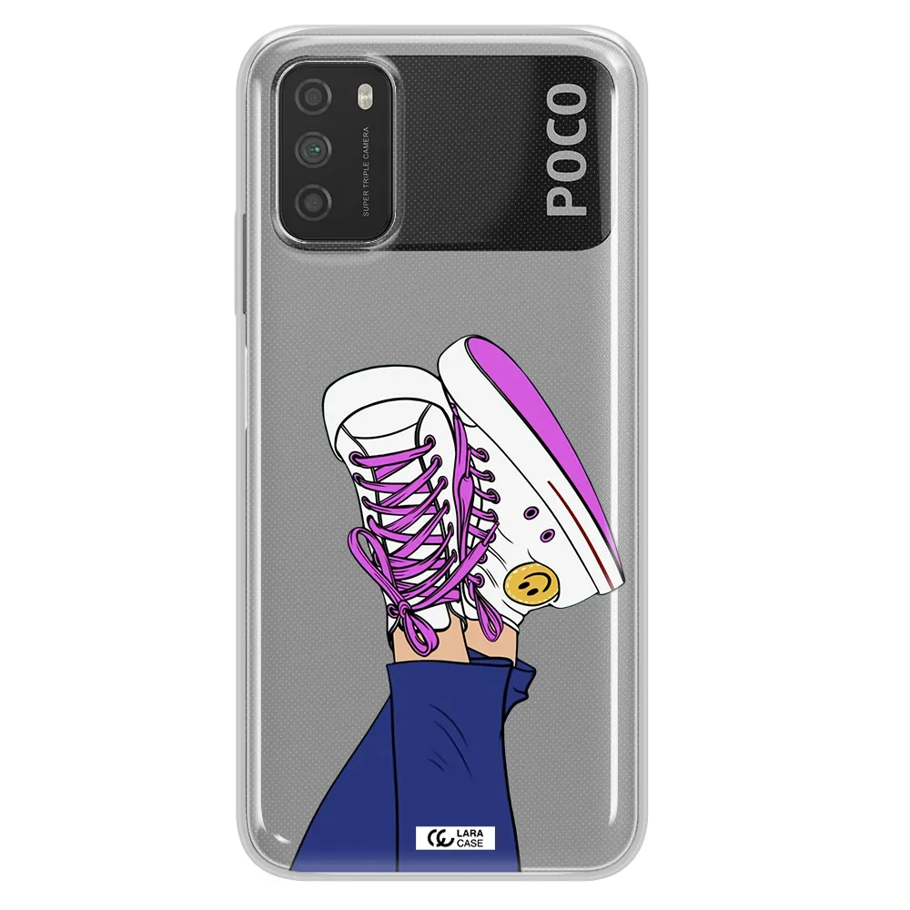a cartoon of a person's feet with purple shoes Xiaomi Poco M3 Clear TPU Case