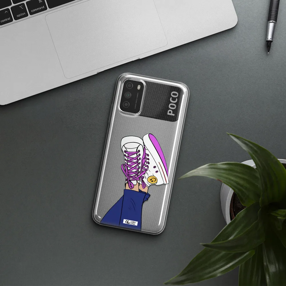 a cartoon of a person's feet with purple shoes Xiaomi Poco M3 Clear TPU Case