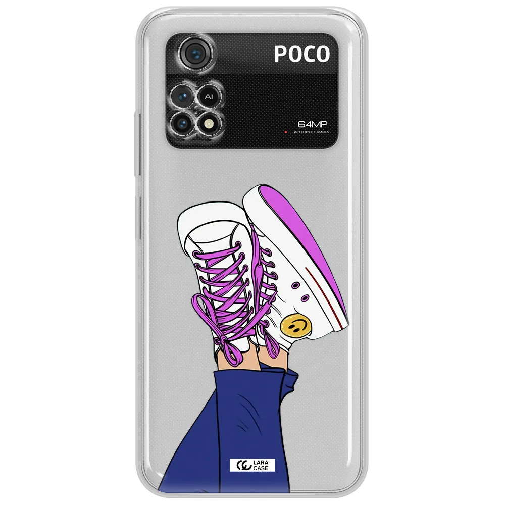 A Cartoon Of A Person's Feet With Purple Shoes Xiaomi Poco M4 Pro 4G Clear Tpu Case
