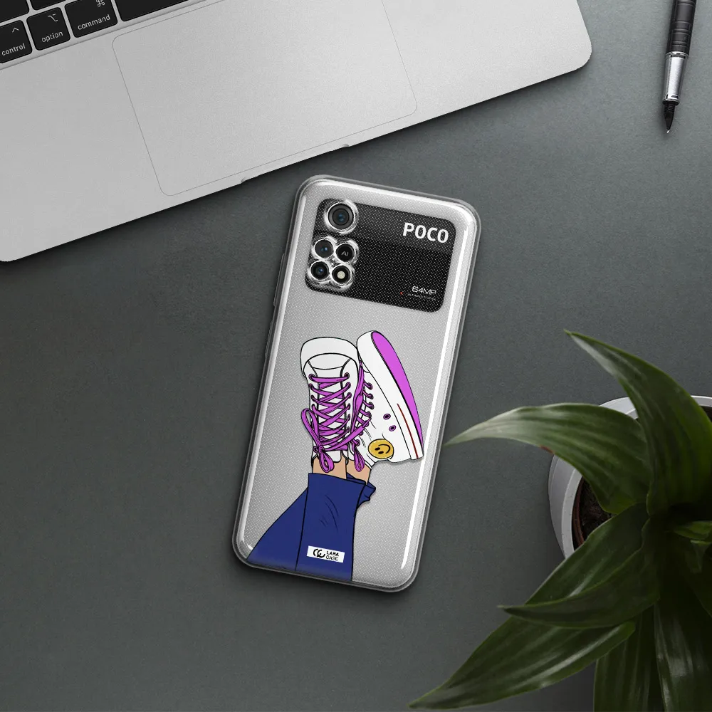 A Cartoon Of A Person's Feet With Purple Shoes Xiaomi Poco M4 Pro 4G Clear Tpu Case