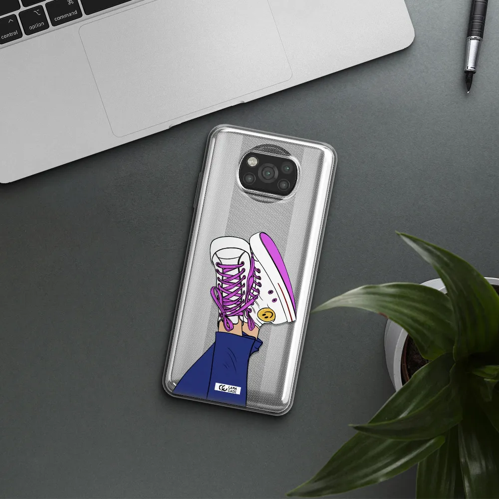 a cartoon of a person's feet with purple shoes Xiaomi Poco X3 Clear TPU Case