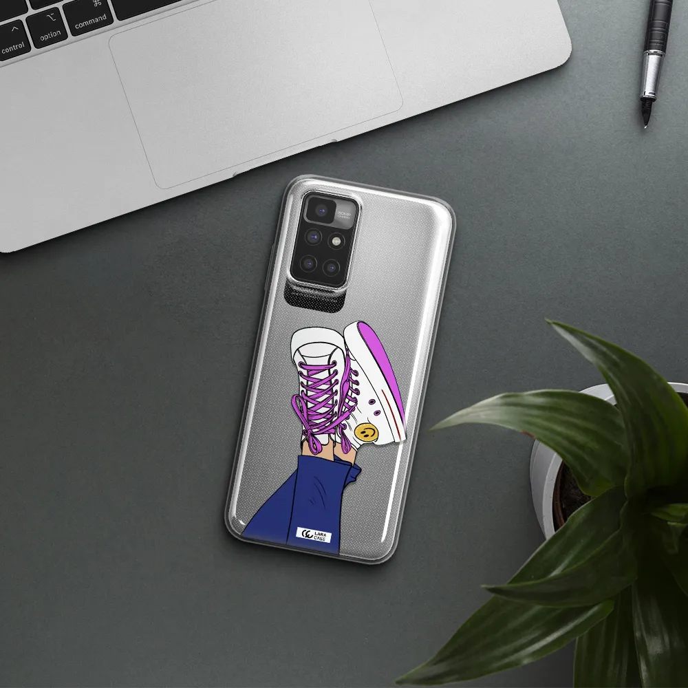a cartoon of a person's feet with purple shoes Xiaomi Redmi 10 Clear TPU Case