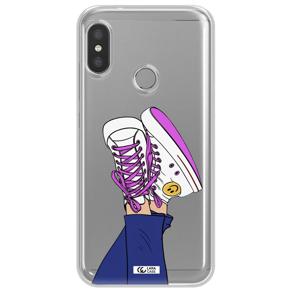 a cartoon of a person's feet with purple shoes Xiaomi Redmi 6 Pro Clear TPU Case