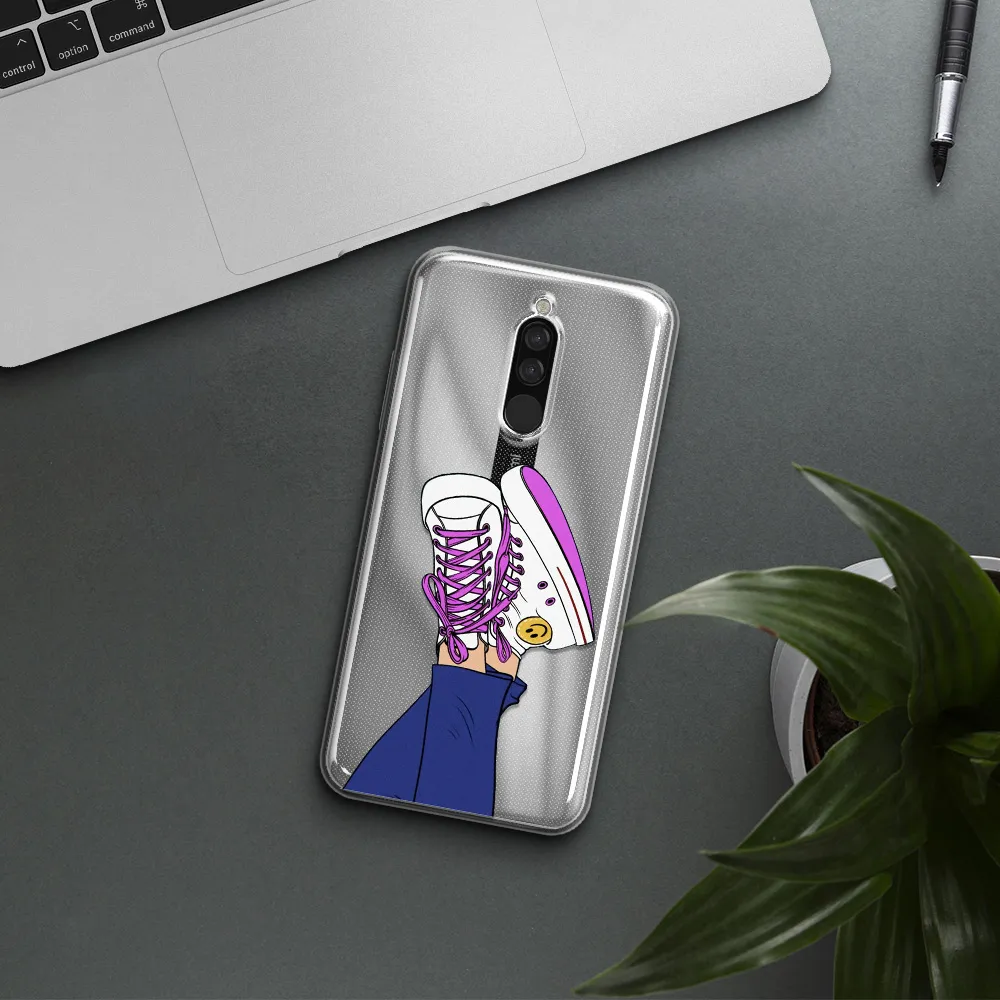 A Cartoon Of A Person's Feet With Purple Shoes Xiaomi Redmi 8 Clear Tpu Case