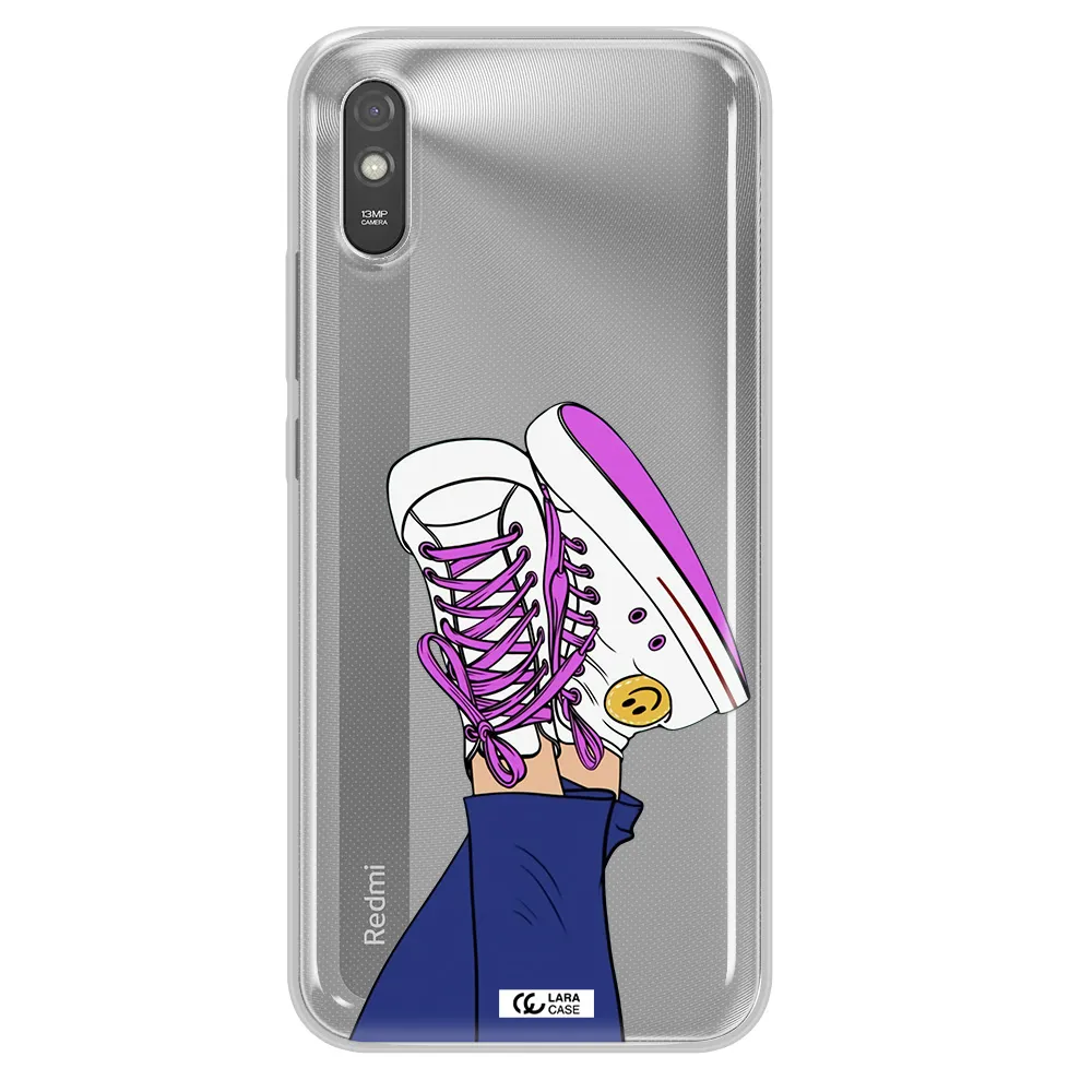 a cartoon of a person's feet with purple shoes Xiaomi Redmi 9A Clear TPU Case