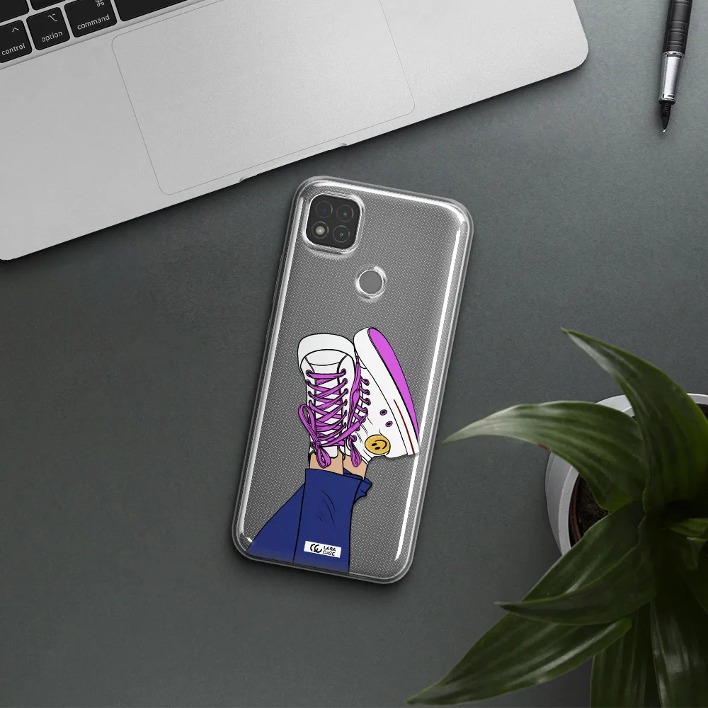 a cartoon of a person's feet with purple shoes Xiaomi Redmi 9C Clear TPU Case