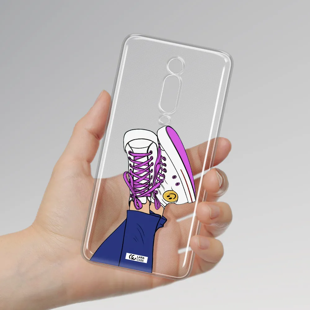A Cartoon Of A Person's Feet With Purple Shoes Xiaomi Redmi K20 Clear Tpu Case