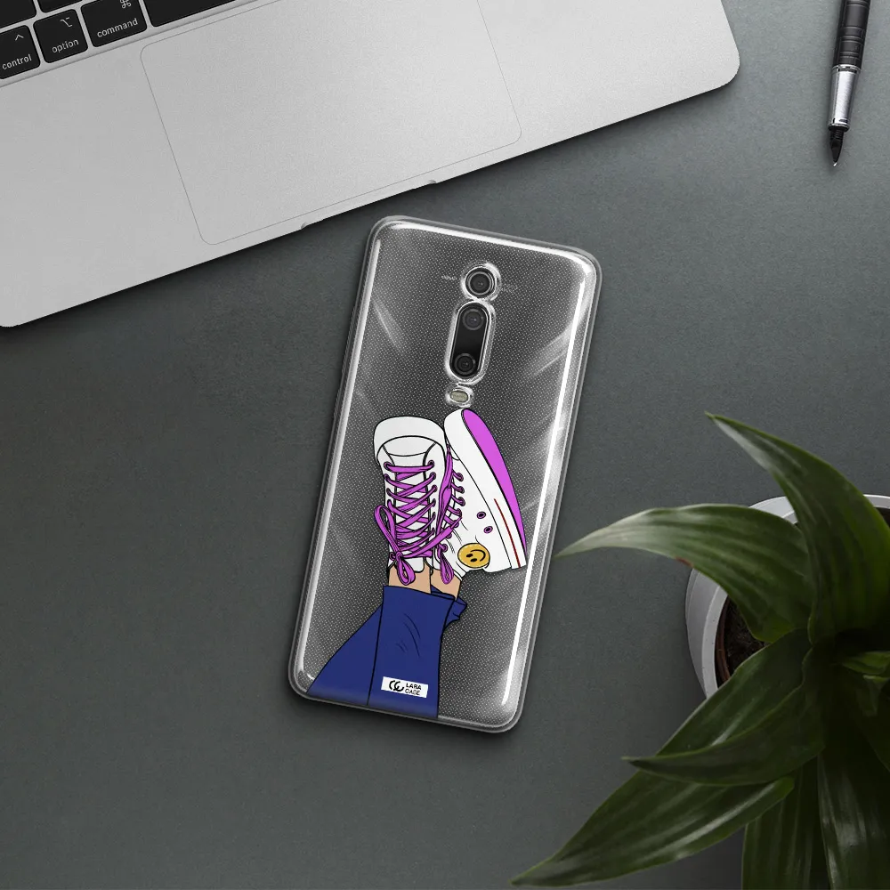 A Cartoon Of A Person's Feet With Purple Shoes Xiaomi Redmi K20 Clear Tpu Case