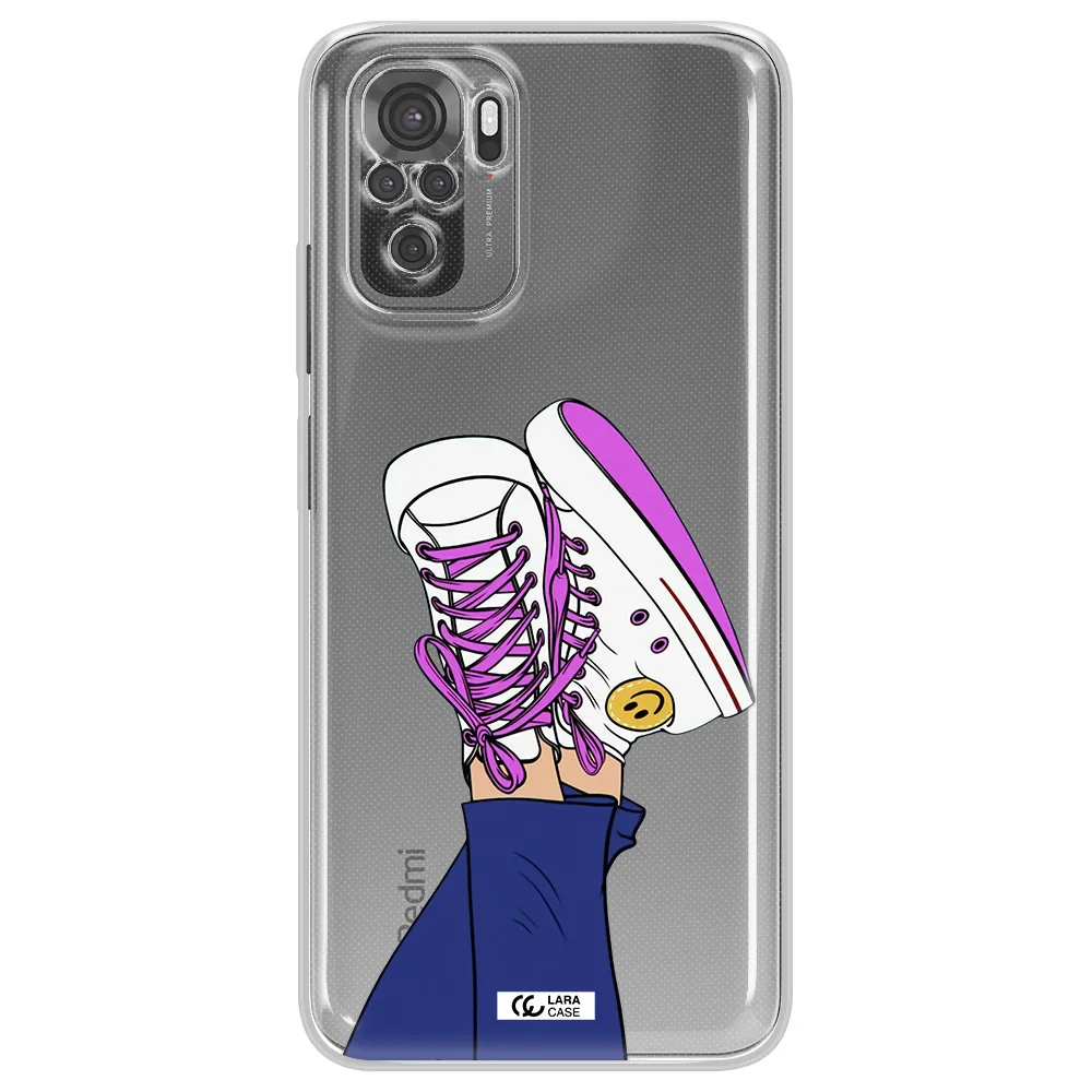 A Cartoon Of A Person's Feet With Purple Shoes Xiaomi Redmi Note 10S Clear Tpu Case