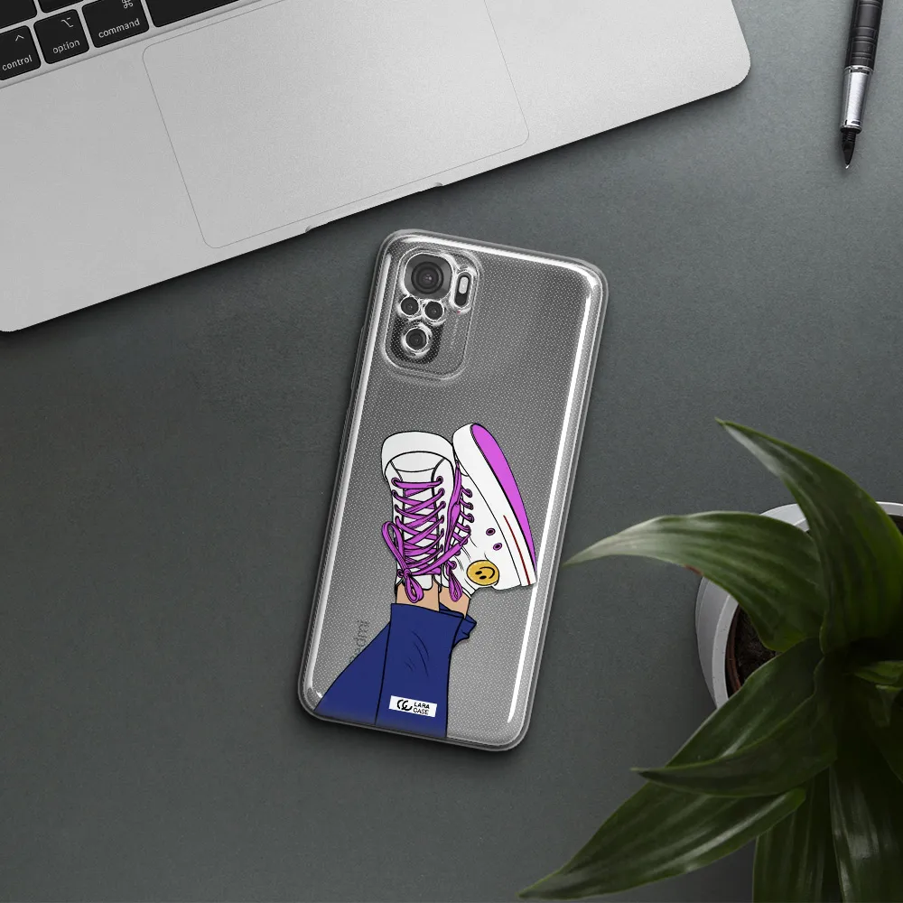 A Cartoon Of A Person's Feet With Purple Shoes Xiaomi Redmi Note 10S Clear Tpu Case