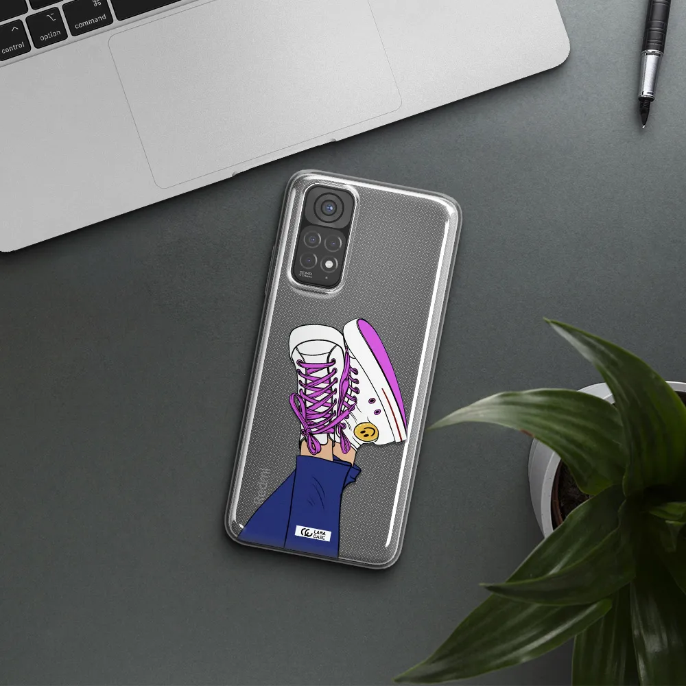 a cartoon of a person's feet with purple shoes Xiaomi Redmi Note 11 Clear TPU Case
