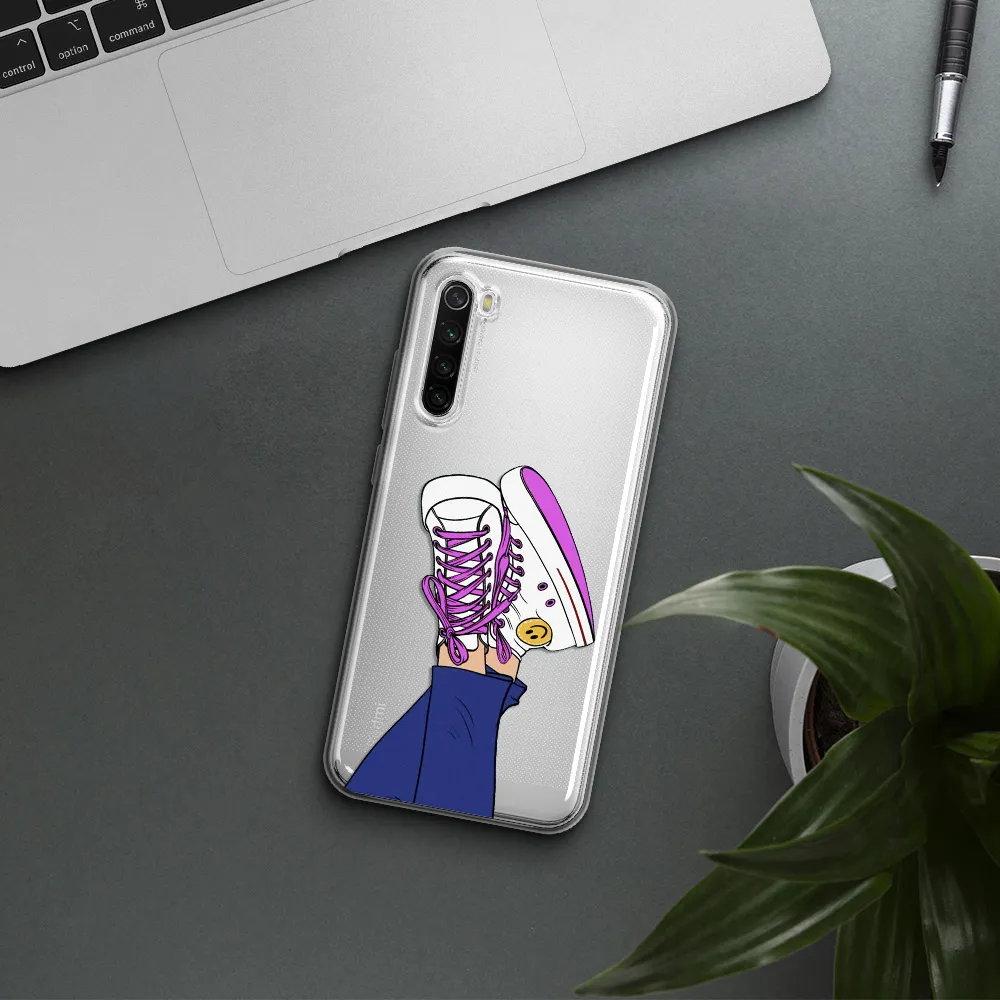 A Cartoon Of A Person's Feet With Purple Shoes Xiaomi Redmi Note 8T Clear Tpu Case