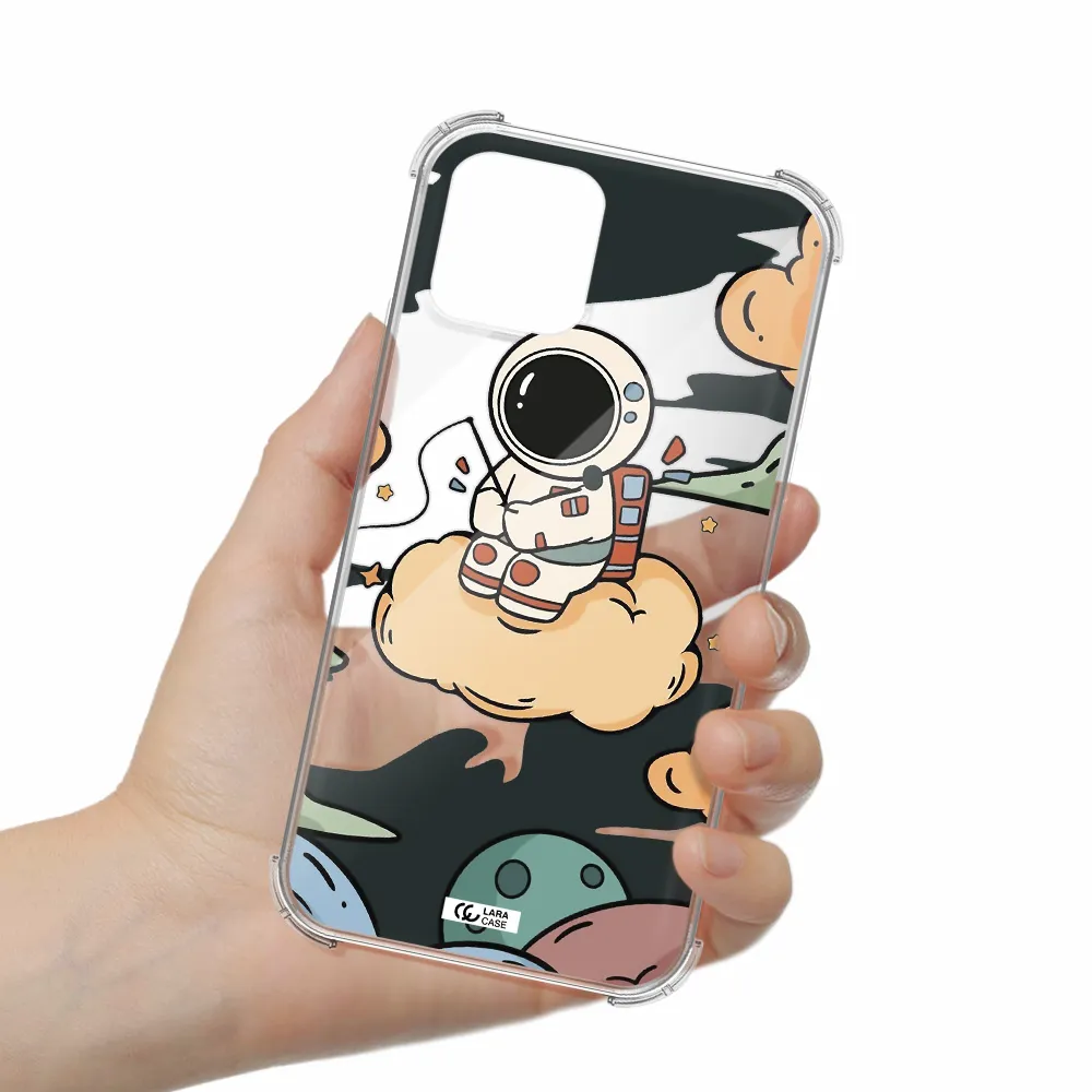 a cartoon astronaut sitting on a cloud Apple iPhone 11 pro max Clear PC Case