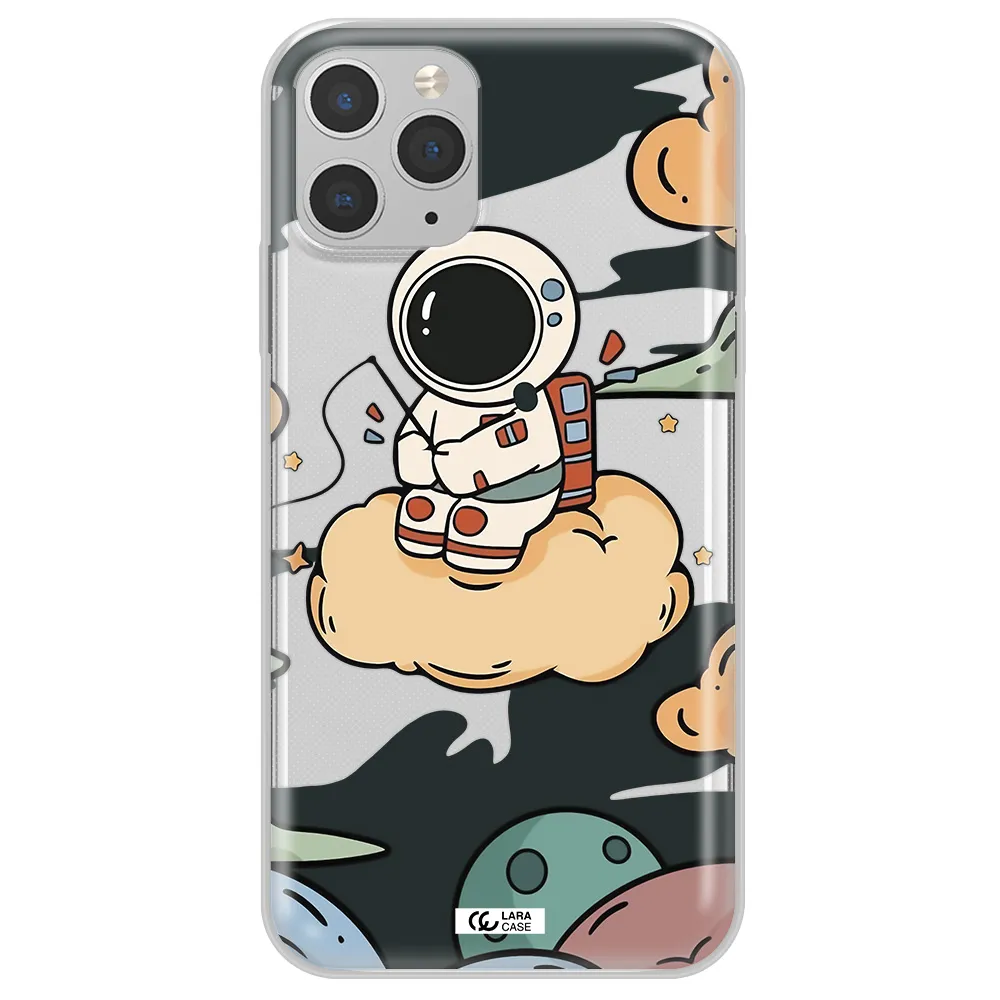 a cartoon astronaut sitting on a cloud Apple iPhone 11 pro max Clear TPU Case