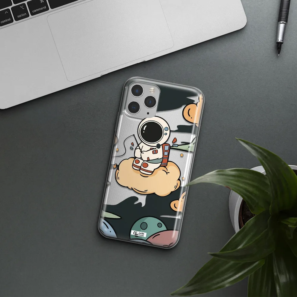 a cartoon astronaut sitting on a cloud Apple iPhone 11 pro max Clear TPU Case