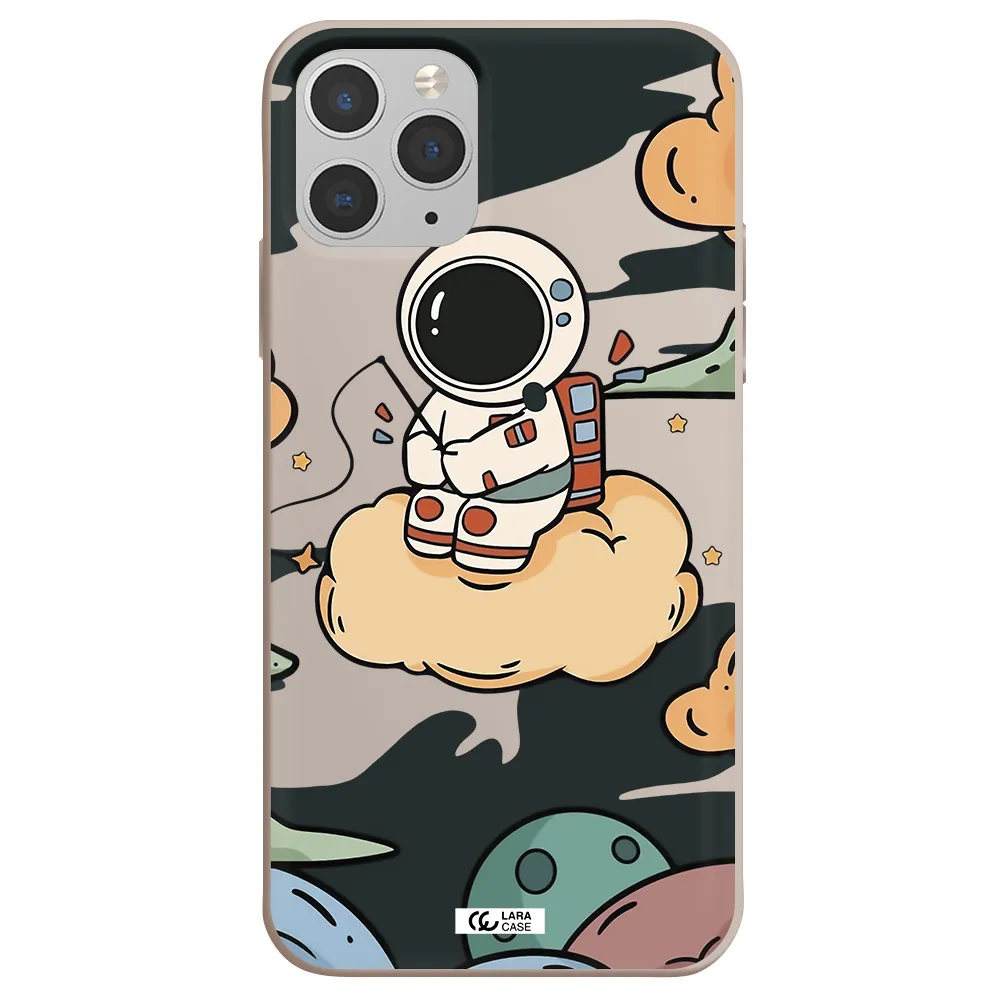 a cartoon astronaut sitting on a cloud Apple iPhone 11 pro max Silicone Stone Case