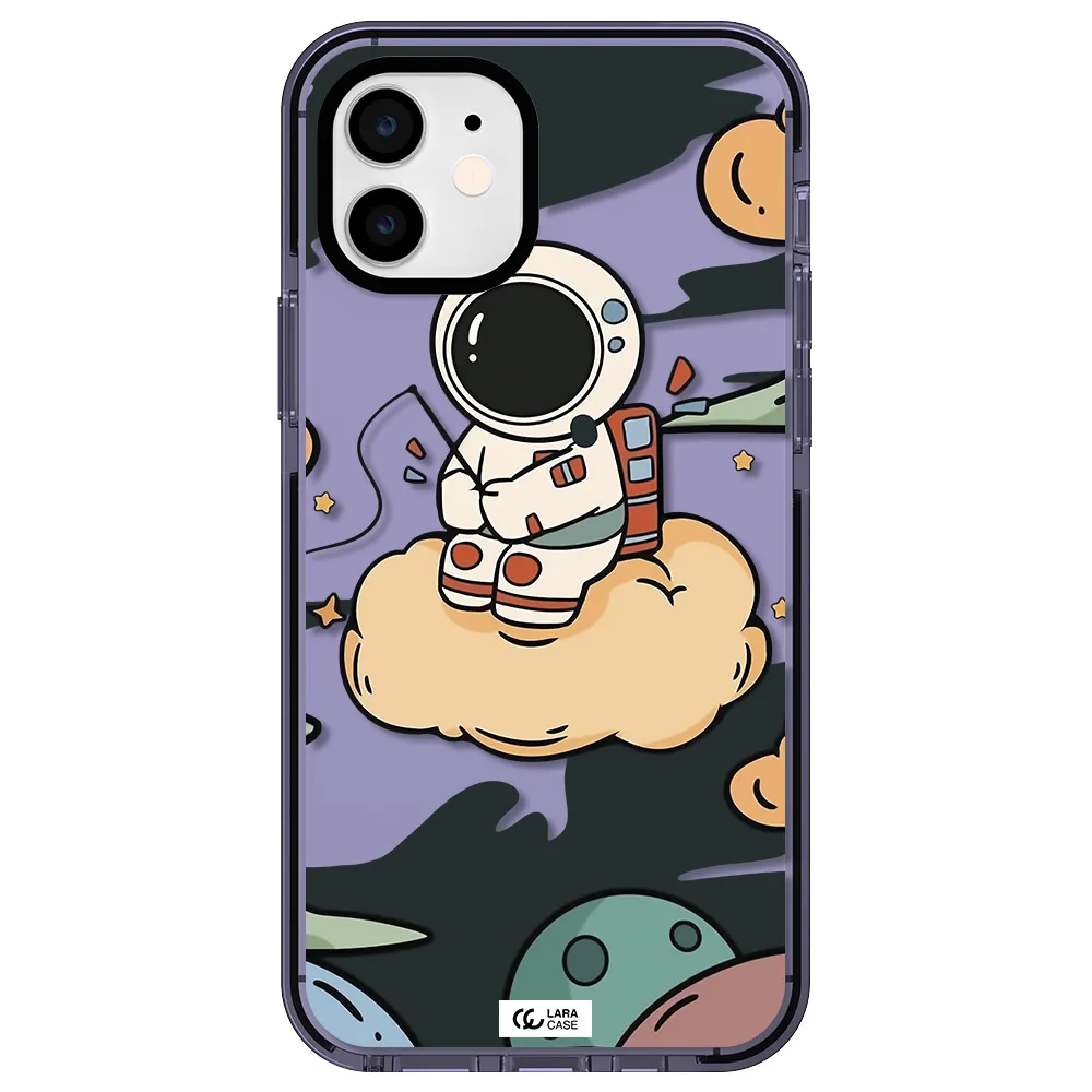 a cartoon astronaut sitting on a cloud Apple iPhone 12 impact Lilac Case