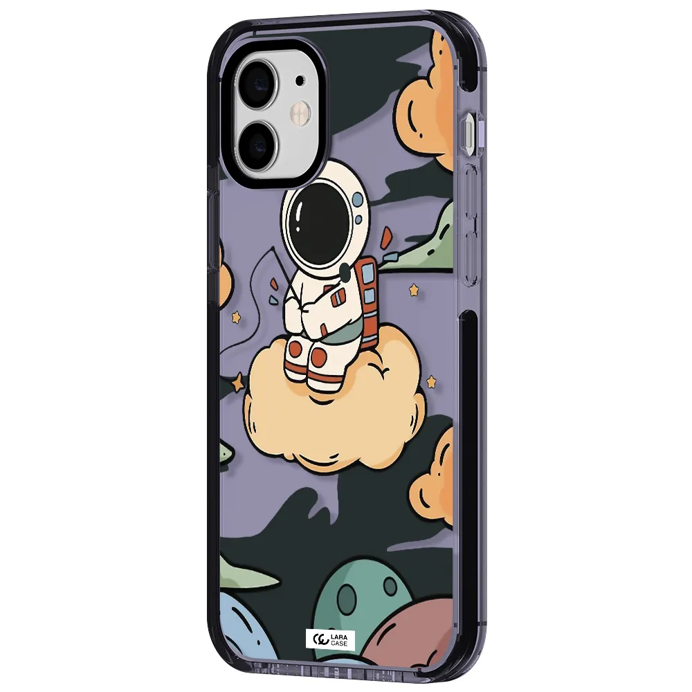 a cartoon astronaut sitting on a cloud Apple iPhone 12 impact Lilac Case