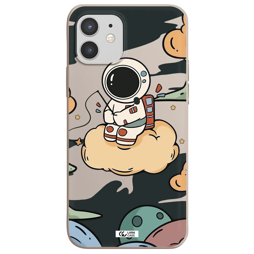 a cartoon astronaut sitting on a cloud Apple iPhone 12 mini Silicone Stone Case